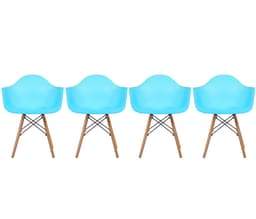 Set de 4 sillas réplica Eames Armchair - Azul