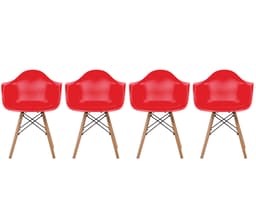 Set de 4 sillas réplica Eames Armchair - Rojo