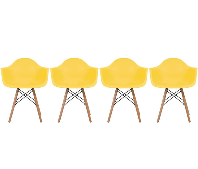 Set de 4 sillas réplica Eames Armchair - Amarillo