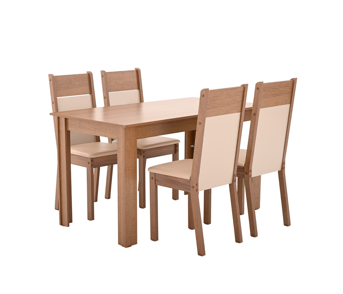 Set de Mesa y 4 Sillas de Comedor en Madera Color Marrón - Artisa